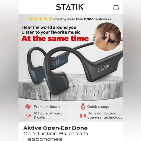 AKTIVE Open Ear Headphones - Black